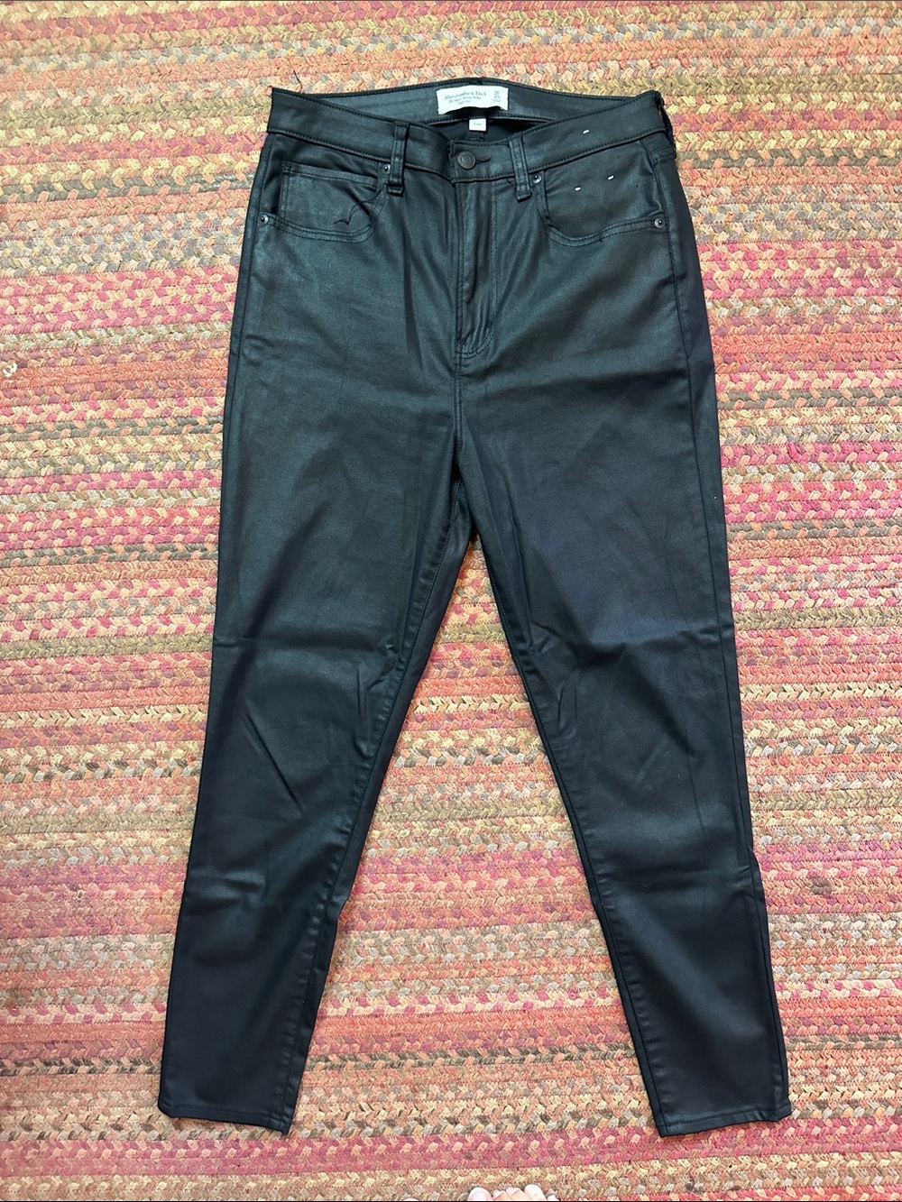 Abercrombie & Fitch Black Coated Super Skinny Ankle Jeans curve love